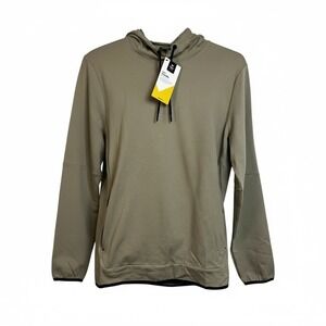 Members Mark Mens Luxe Hoodie Khaki M Hidden Security Pocket Adjustable Drawcord